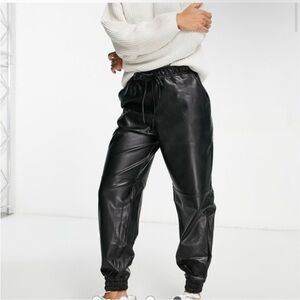 Abercrombie Black Faux Leather Jogger Pants